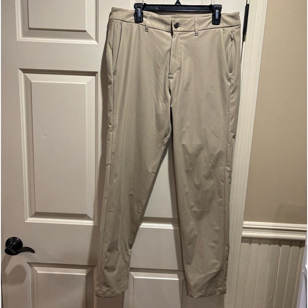 Lululemon Commission Slim-Fit Pants Trouser Warpstreme Trench Beige Size 34